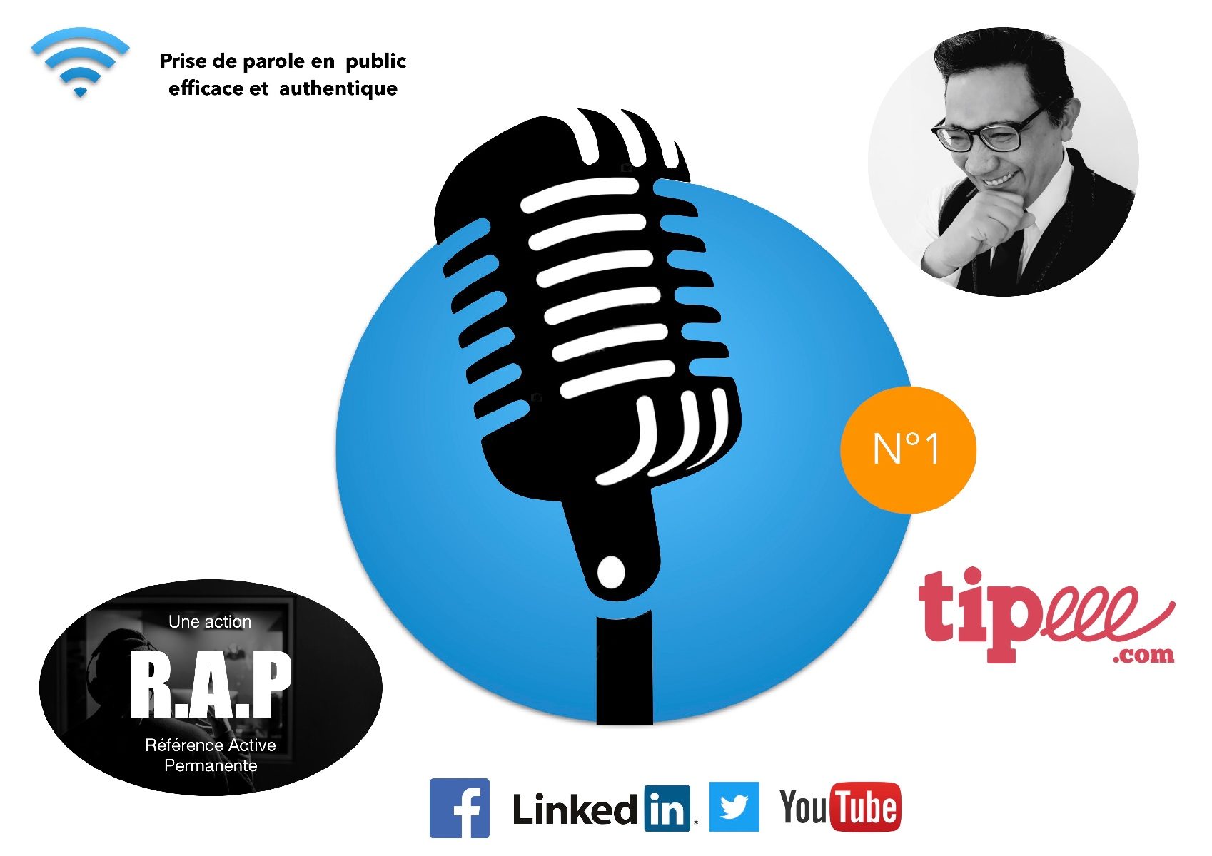 affiche podcast sur la prise de parole en public . par Luis Gomez pour sesprod