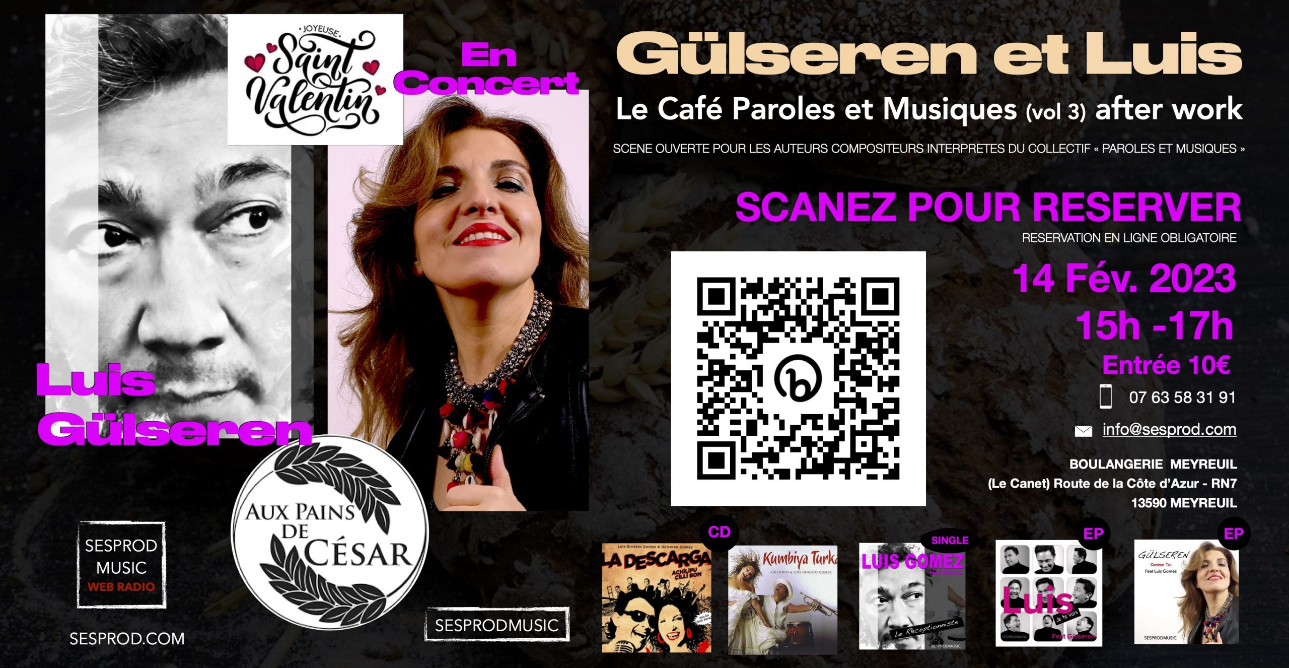 concert avec gulseren et Luis aux pains de César à Mayreuil pour la St valentin , 14 O2 2023 15H